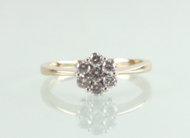Gouden rozet ring bloem briljant diamant