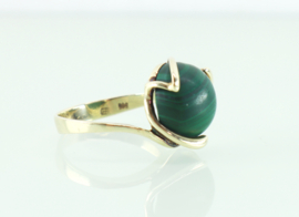 Vintage gouden ring met malachiet