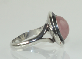 Vintage zilveren ring met rozenkwarts N.E. From