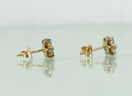 Gouden 18 karaat oorknoppen bloem met diamant