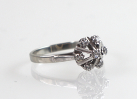 Vintage witgouden ring entouragering met diamant