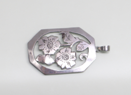 Vintage zilveren hanger bloemen Handarbeit