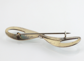 Zilveren broche turquoise emaille, Ivar T Holth ca. 1960