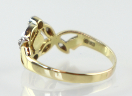 Antieke Art Nouveau ring goud platina diamanten parel