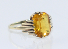 Antieke Art Deco gouden ring met citrien