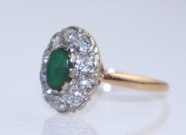 Antieke gouden ring met jade en diamanten, ca. 1920