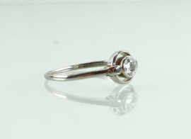 Art Deco witgouden platina ring oud slijpsel diamant
