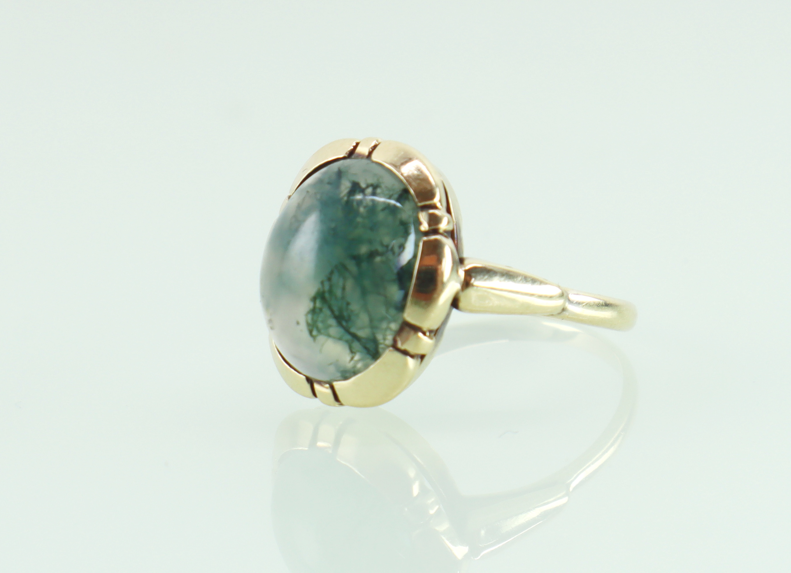 Vintage gouden ring met mosagaat