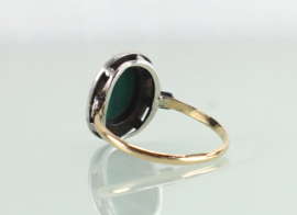 Antieke Franse ring malachiet met markasiet