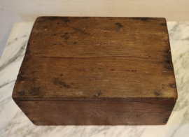 Antiek houten kaarsendoos, schuifkistje
