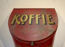 Groot antiek winkelblik voor koffie