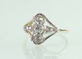 Antieke gouden ring oudslijpsel diamanten Art Deco