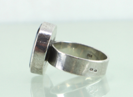 Vintage zilveren ring met streep-agaat