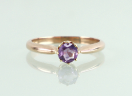 Rosé gouden solitair ring amethist