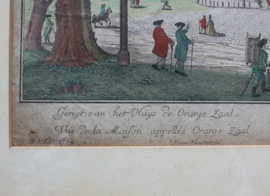 Antieke gravure Paleis Huis ten Bosch en Oranjezaal 18e eeuw