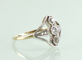 Antieke gouden ring oudslijpsel diamanten Art Deco