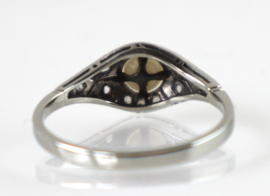 Antieke gouden Art Deco ring met roosdiamanten en parel