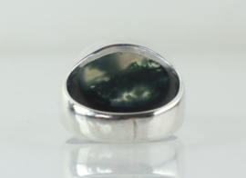 Vintage zilveren ring met mosagaat