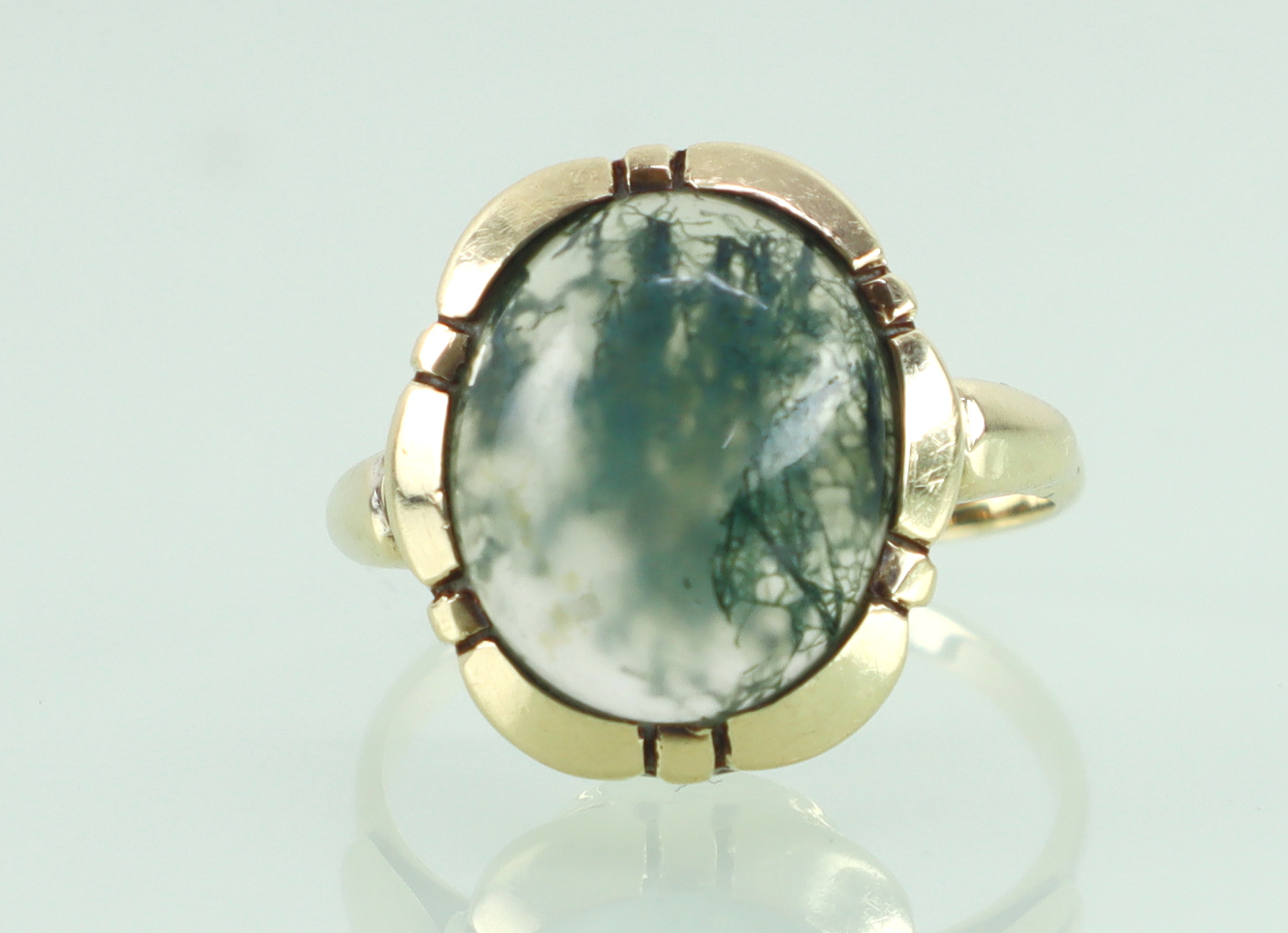 Vintage gouden ring met mosagaat