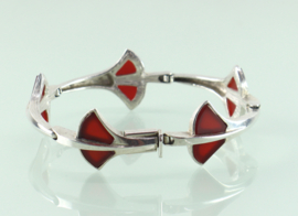 Zilveren armband palmbladeren met carneool