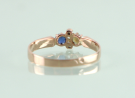 Antieke gouden ring met saffier, parel diamant