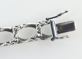 Vintage zilveren armband met bewerkte schakels