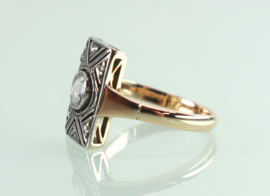 Antieke gouden ring roosdiamant Art Deco