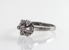 Vintage witgouden ring entouragering met diamant