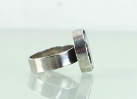 Vintage zilveren ring met streep-agaat