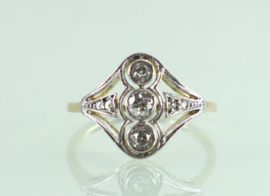 Antieke gouden ring oudslijpsel diamanten Art Deco