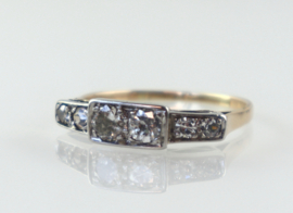 Antieke gouden ring met zes diamanten, Art Deco
