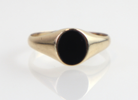 Vintage gouden ring, zegelring, met onyx