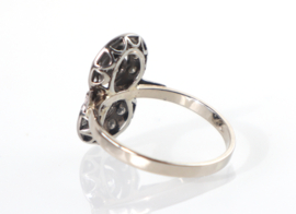 Art Deco prinsessenring, ring witgoud diamanten