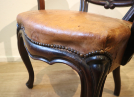 Antieke met leder beklede bureaustoel, 19 eeuw
