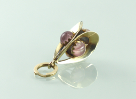Vintage gouden hanger met rozenkwarts