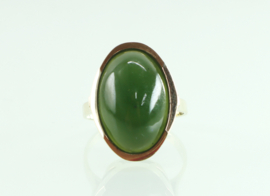 Vintage gouden ring grote ovale jade