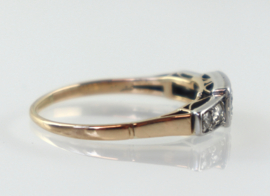 Antieke gouden ring met zes diamanten, Art Deco