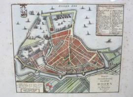 Antieke gravures stadsplattegrond Hoorn Tirion 1743