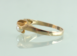 Vintage gouden ring parel Lapponia, 1979