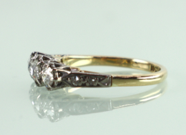 Goud platina Art Deco ring oudslijpsel diamanten
