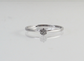 Witgouden 18 karaat ring met diamanten bloem