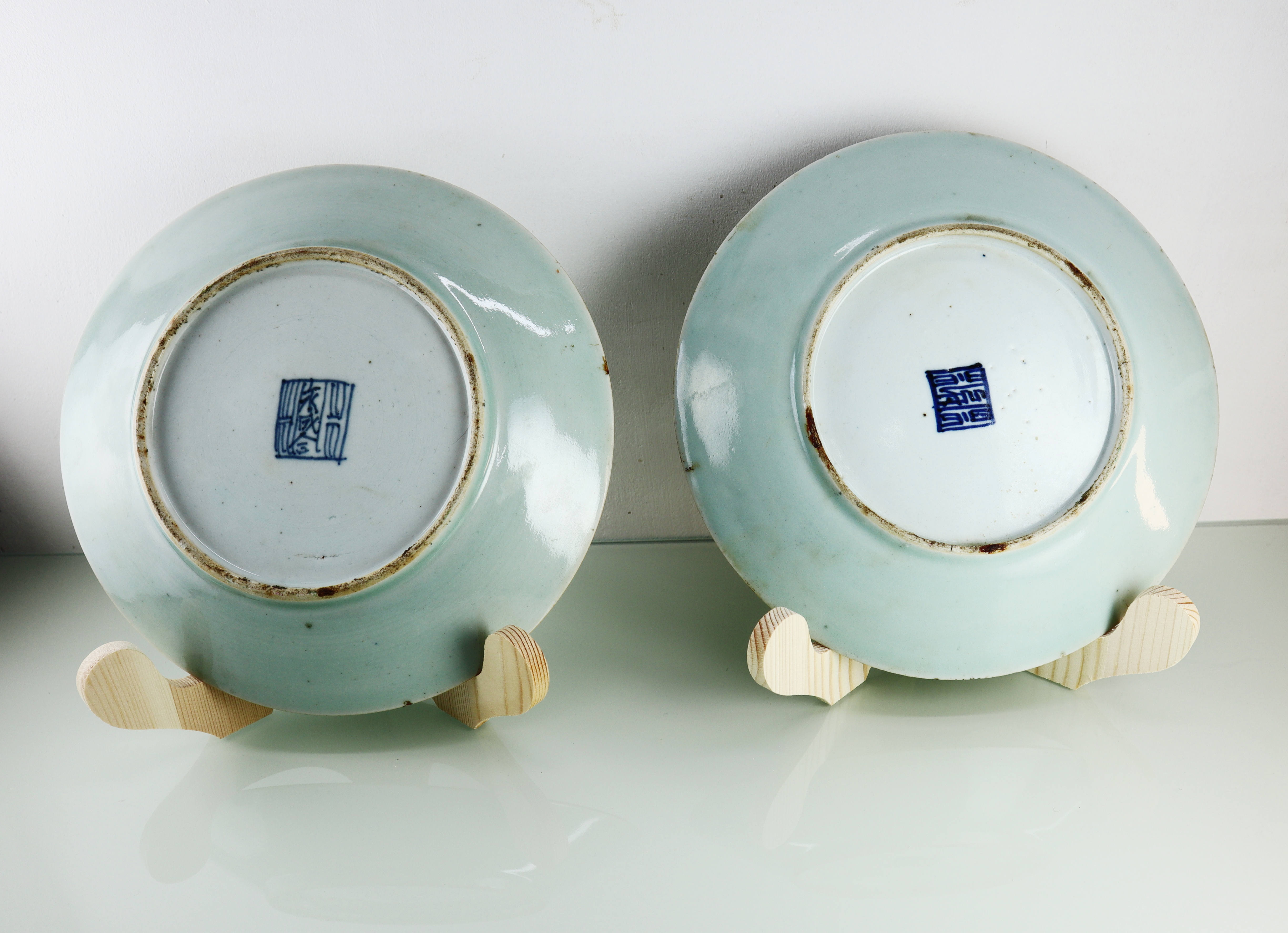 Set Chinese Celadon borden, 19e eeuw