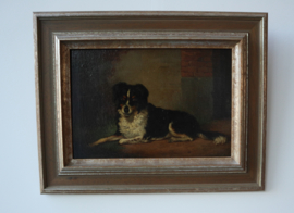 Schilderij van een liggend hondje, Friese Stabij