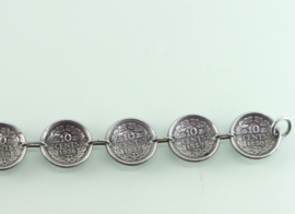 Zilveren dubbeltjes armband Wilhelmina 1936 t/m 1939