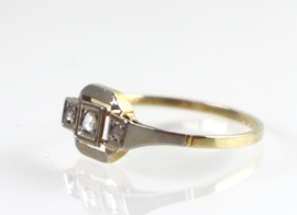 Art Deco gouden ring met roosdiamanten