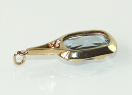 Antieke gouden hanger met grote aquamarijn
