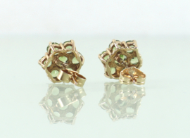 Vintage Engelse gouden oorknoppen bloem peridot