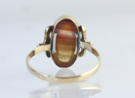 Vintage gouden ring met streepagaat