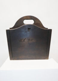 Antieke houten schooltas