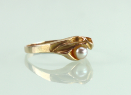 Vintage gouden ring parel Lapponia, 1979